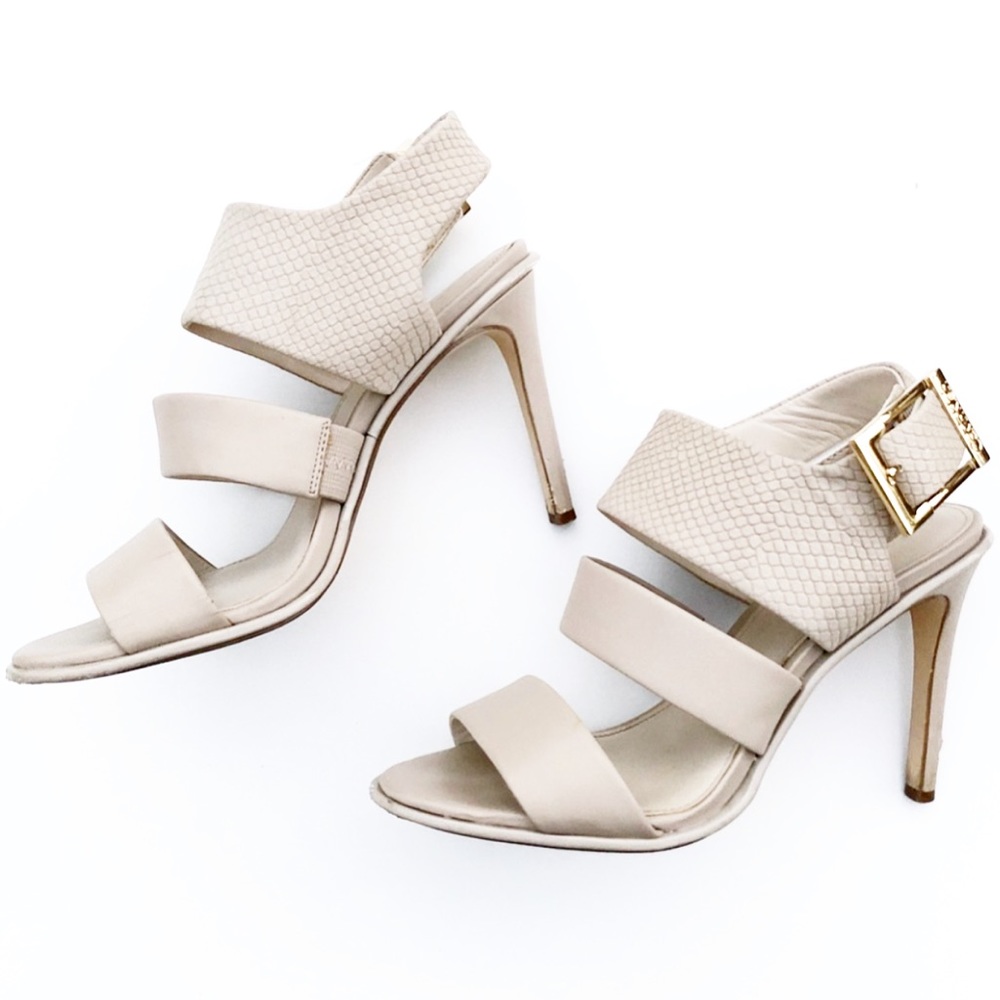 Calvin Klein Amalia Strappy Snake Heel Sandals